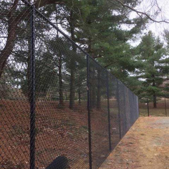 Chain link fence installation outdoors