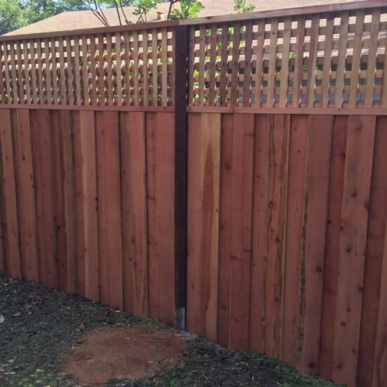Wood privacy fence installation example