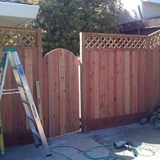 Wood fence gate installation work
