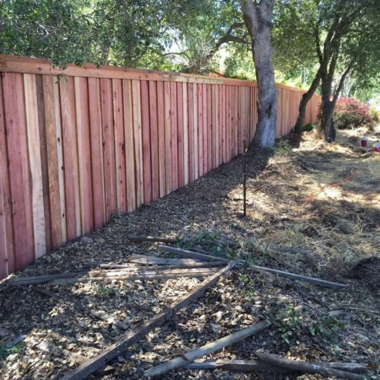New wooden privacy fence installation