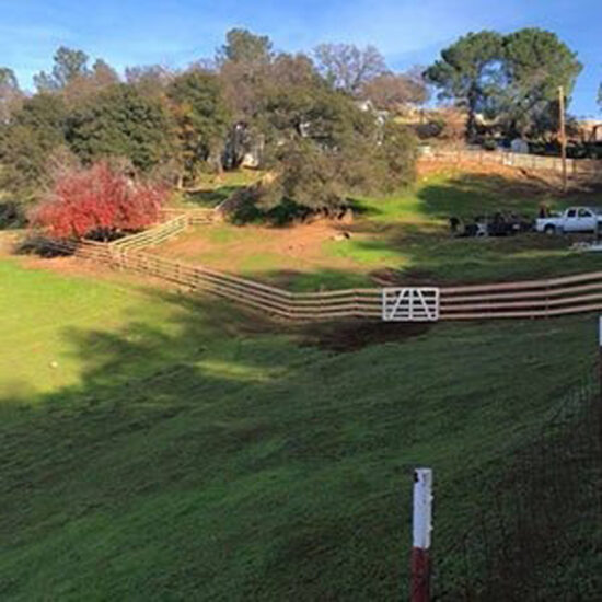 Wood ranch fence with gate