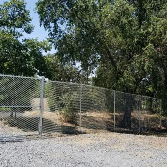Chain link fence installation outdoors