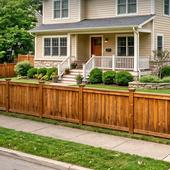 Wood privacy fence installation home